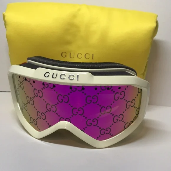 New Authentic Gucci GG Logo Ski/Snow Goggles Pink Iridescent Lens – New in Box - Picture 14 of 14